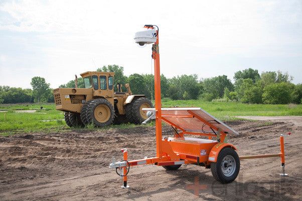 Front view of the road construction set up. The last step is to raise the camera with the telescoping mast.